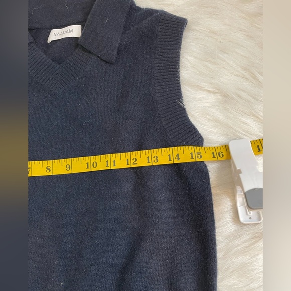 NAADAM Dark Blue cashmere collared Vest small - Picture 6 of 10
